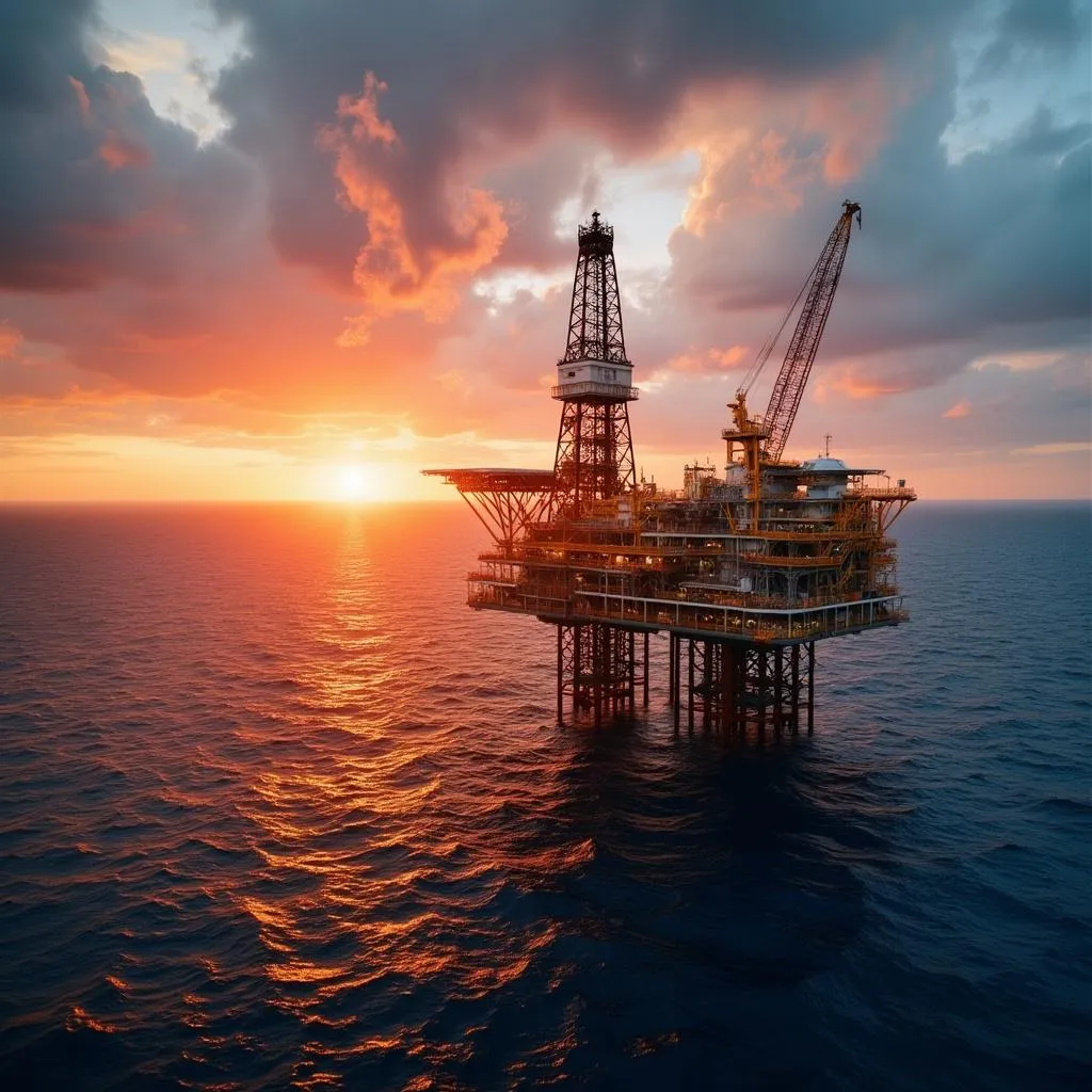 Plataforma petrolera en el mar